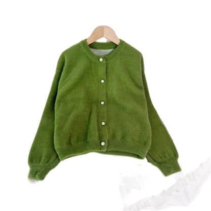 Damen Strickjacke Perlknöpfe Modern Norvielle