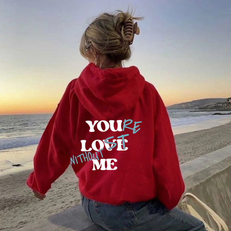 Damen Oversized Kapuzensweater mit Aufdruck