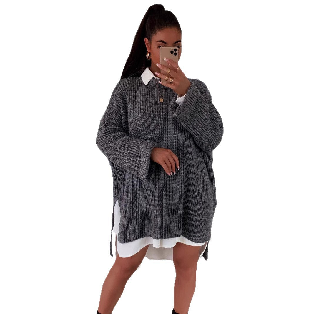 Damen Strickpullover Oversized Lässiger Schnitt Weite Ärmel Norvielle