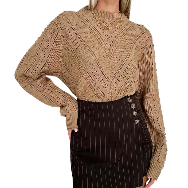 Damen Strickpullover Häkelmuster Norvielle
