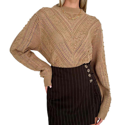 Damen Strickpullover Häkelmuster Norvielle