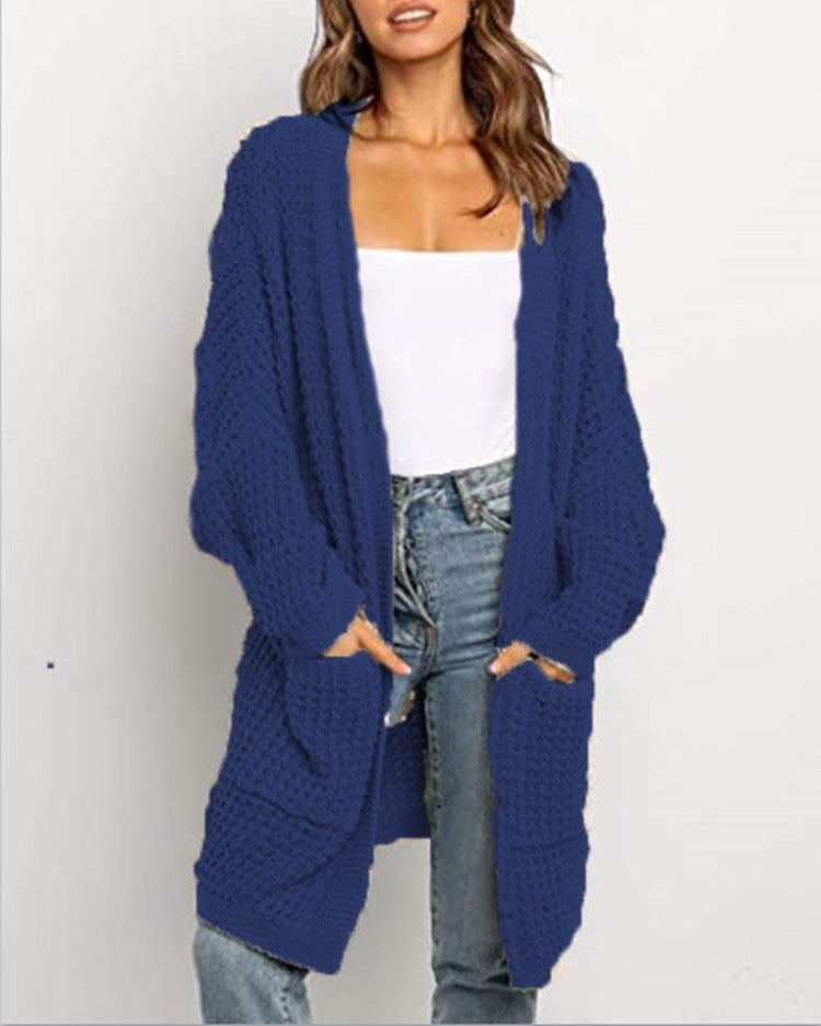 Damen Cardigan Grobstrick mit Taschen Locker Passform Beige