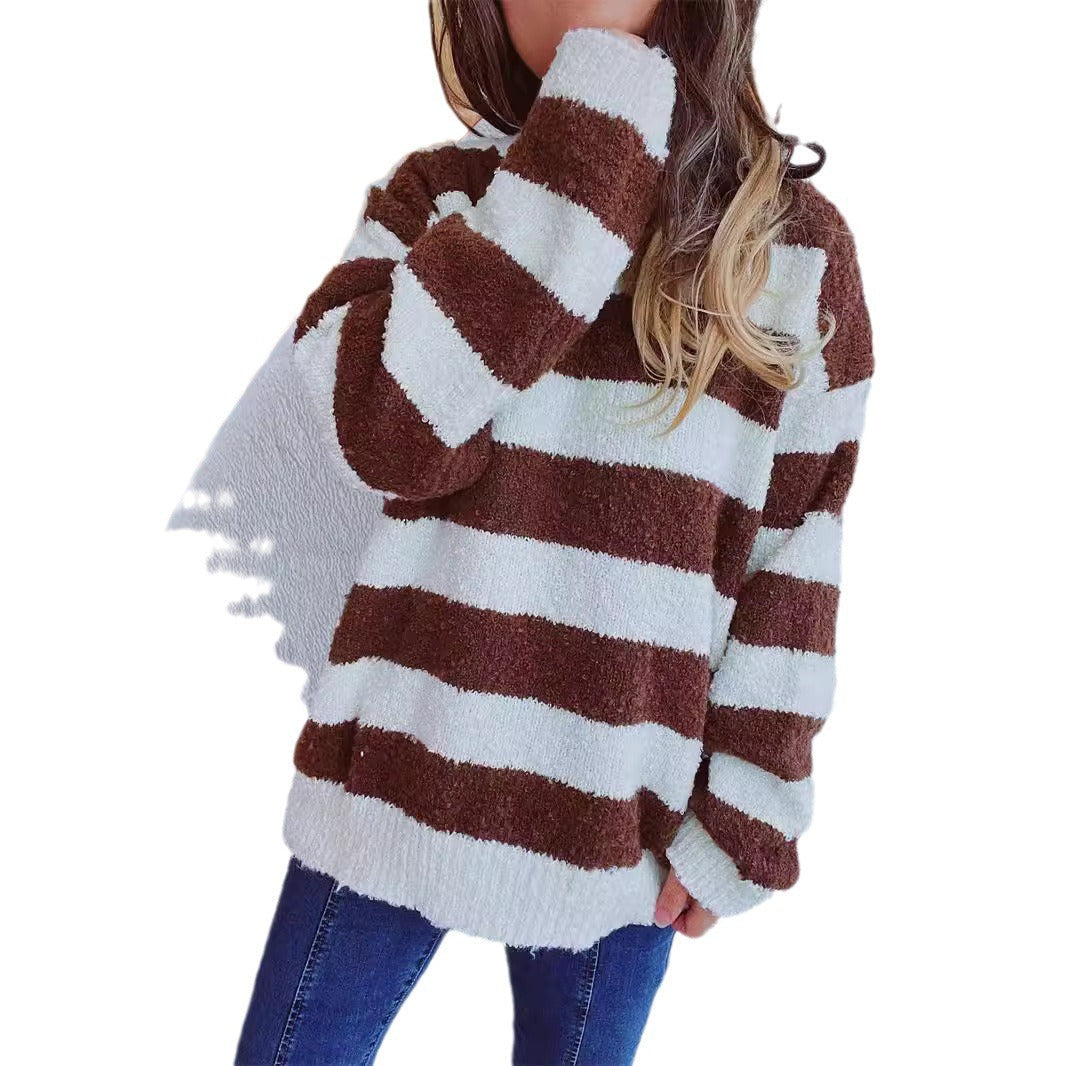 Damen Strickpullover Weiches Material Lässiger Schnitt Streifen