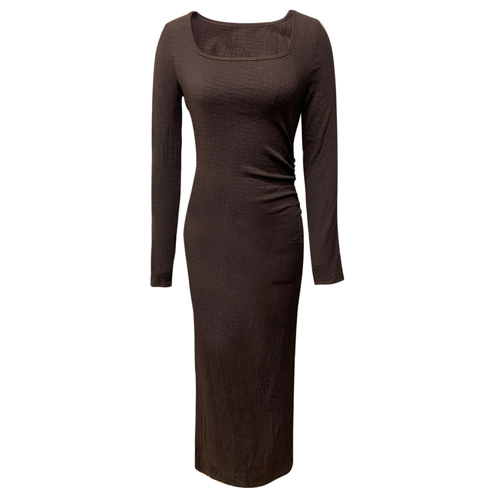 Damen Maxikleid Quadratischer Ausschnitt Lange Ärmel Norvielle