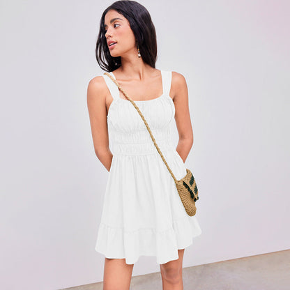Damen Minikleid Sommerlich Rüschen Details Verstellbare Träger - Norvielle
