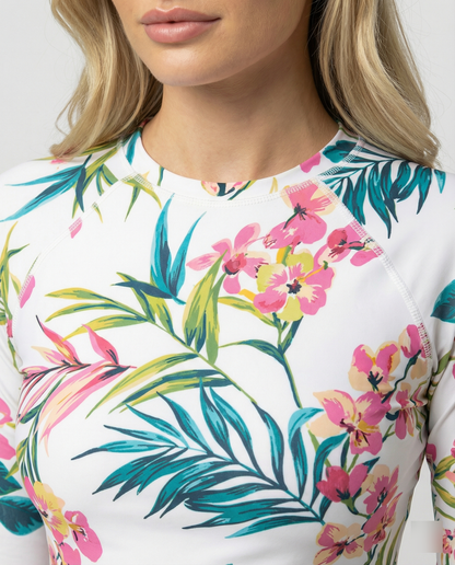 Damen Rashguard Bikini Langarm Florales Design