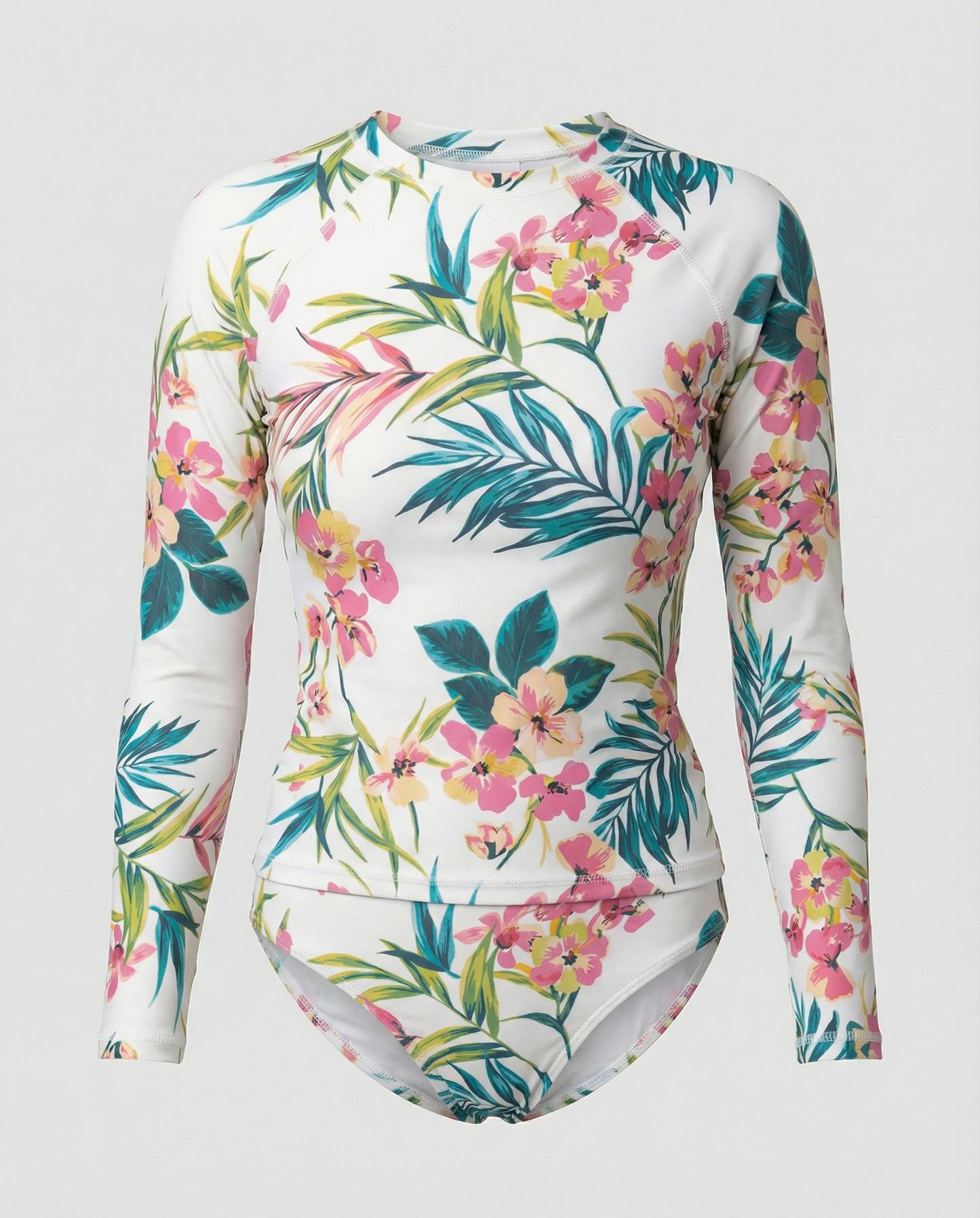 Damen Rashguard Bikini Langarm Florales Design