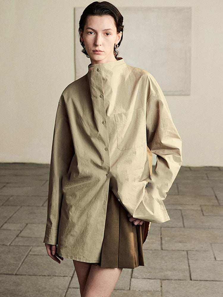 Damen Langarm-Hemd mit Knopfleiste und Brusttasche Norvielle