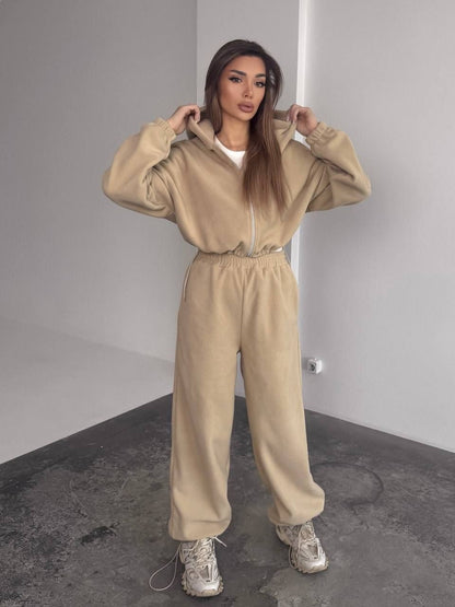 Damen Fleece Hoodie Jogginghose Set