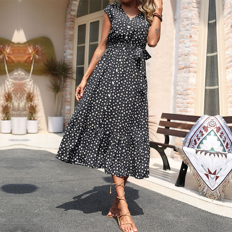 Damen Maxikleid Blumenmuster Rüschendetails Norvielle - Norvielle