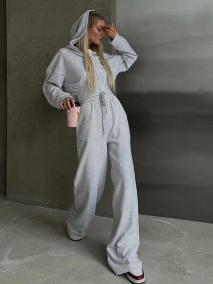 Damen Oversized Loungewear Set Weites Reißverschluss Oberteil