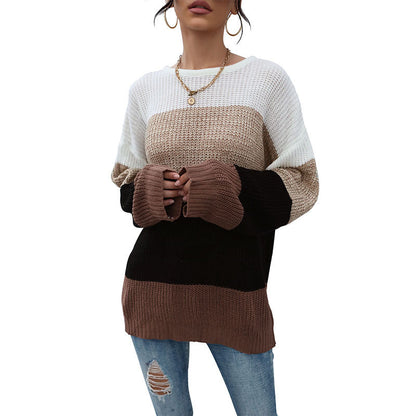 Damen Strickpullover Lässig Streifenmuster Norvielle