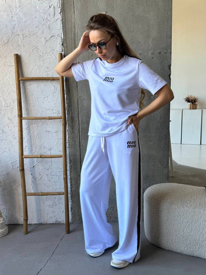 Damen Sportset T-Shirt und Hose Baumwolle Bequem