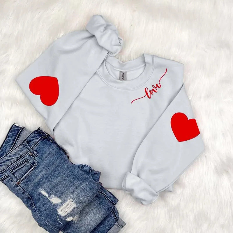 Damen Sweatshirt Herzen-Design Lässiger Schnitt Norvielle
