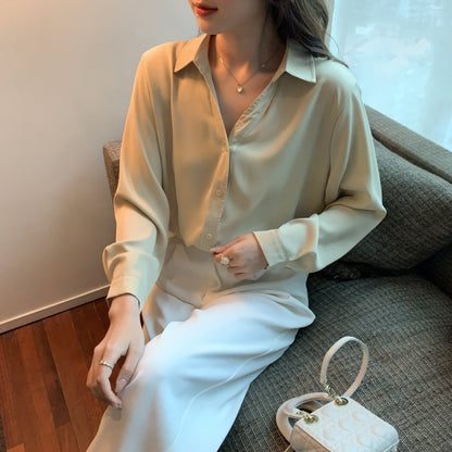 Damen Bluse Elegante V-Ausschnitt Feines Jersey Weiß