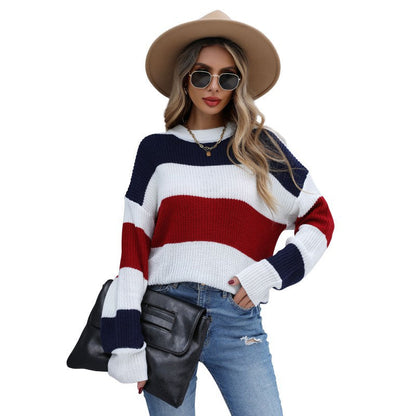 Damen Strickpullover Gestreift Weiter Schnitt