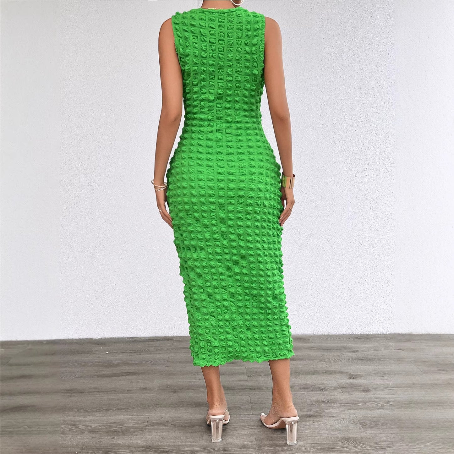 Damen Figurschmeichelndes Midi-Kleid Struktur Norvielle