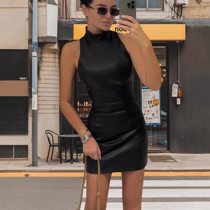 Damen Kleid Stehkragen Glänzend Norvielle