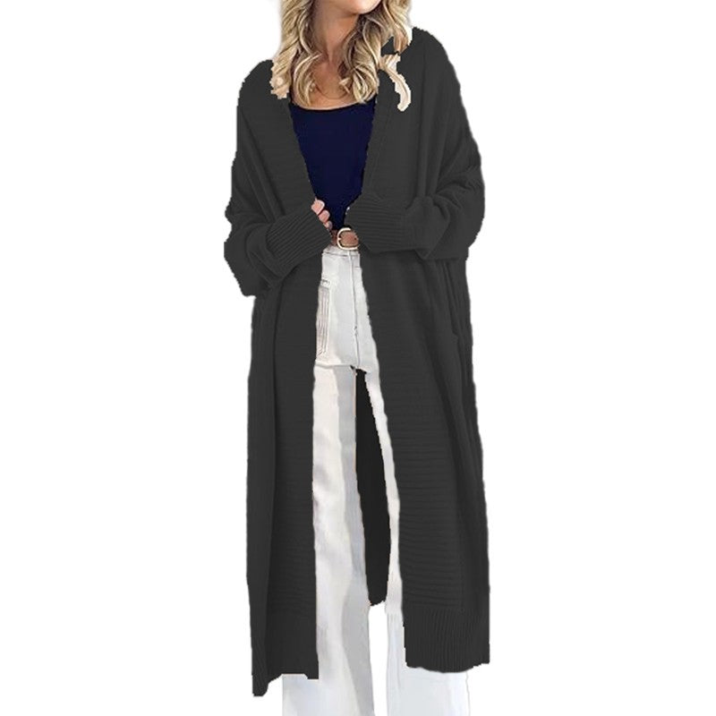 Damen Strickcardigan Lang mit Muster und Taschen Norvielle