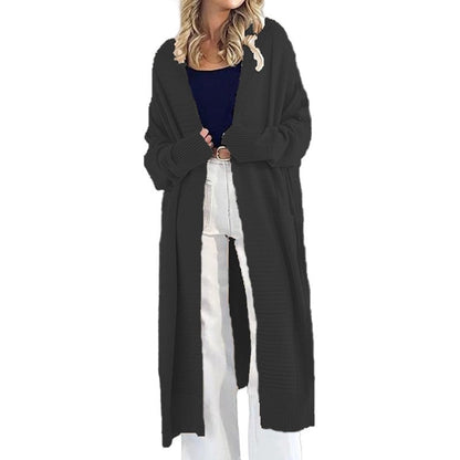 Damen Strickcardigan Lang mit Muster und Taschen Norvielle