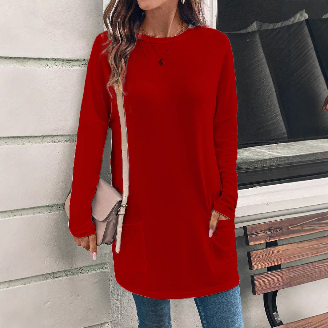 Damen Sweatshirt Baumwollmischung Relaxed Fit Rundhalsausschnitt