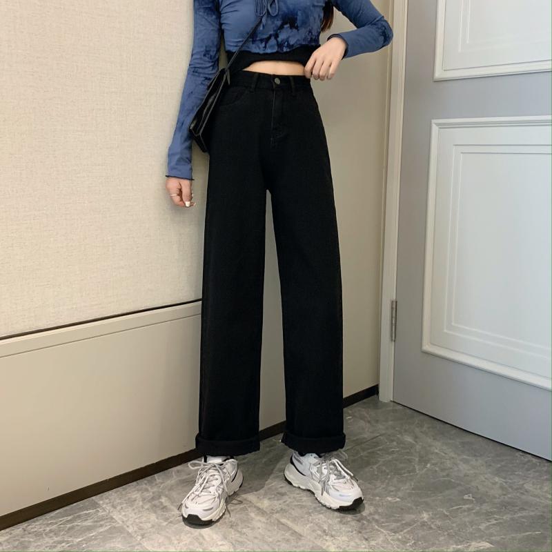 Damen Weite Denim-Hose Hochbund Norvielle
