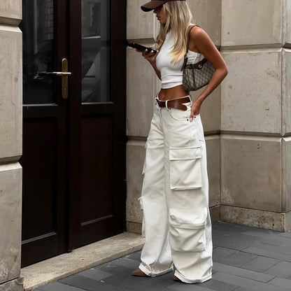 Damen Cargo-Hose Hohe Taille Praktische Taschen Norvielle - Norvielle