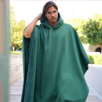 Damen Poncho-Decke mit Kapuze aus Wolle Norvielle
