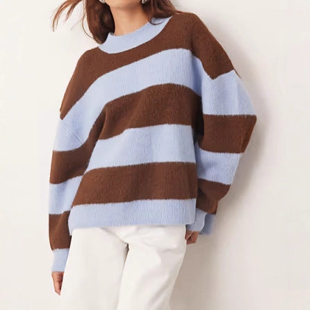 Damen Strickpullover Oversized Gestreift Weich Norvielle - Norvielle