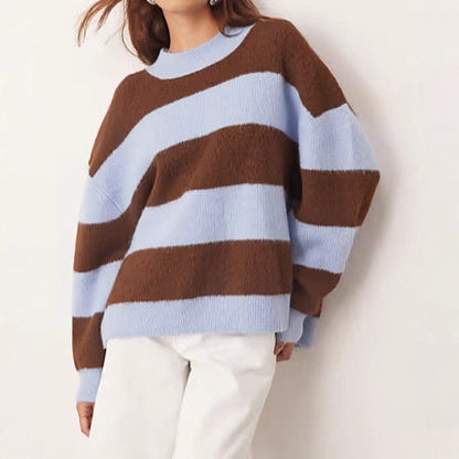 Damen Strickpullover Oversized Gestreift Weich Norvielle - Norvielle
