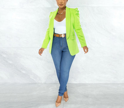 Damen Blazerjacke Puffärmel Tailliert Norvielle
