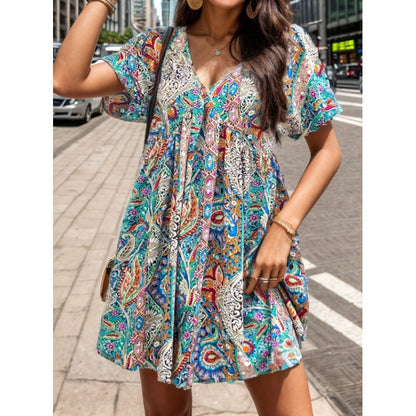 Damen Sommerkleid Floralmuster Leichter Schnitt Norvielle