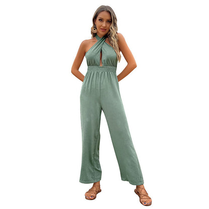 Damen Jumpsuit Elastisch Schulterdesign Norvielle
