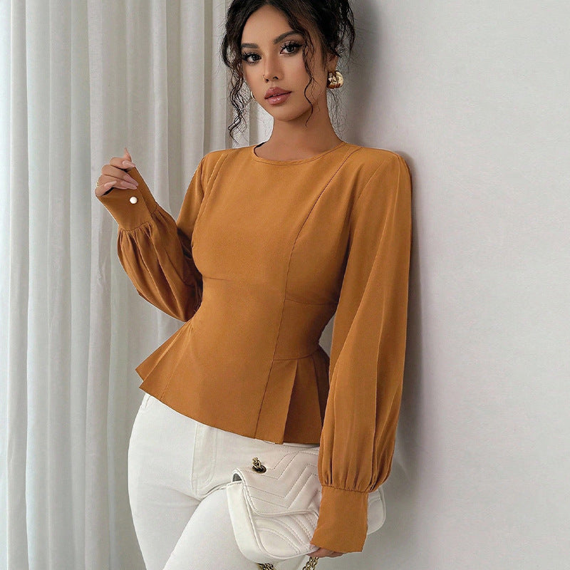 Damen Bluse Taillierte Puffärmel Norvielle - Norvielle