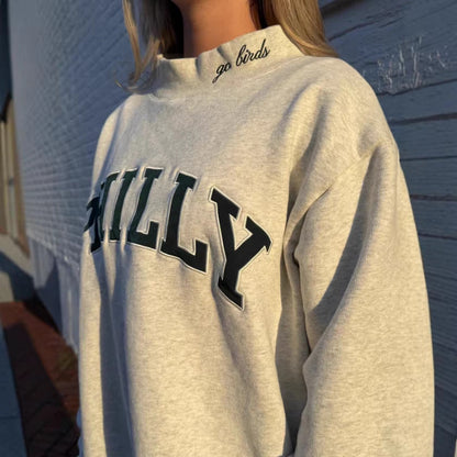 Damen Oversized Sweatshirt mit Schriftzug Groß