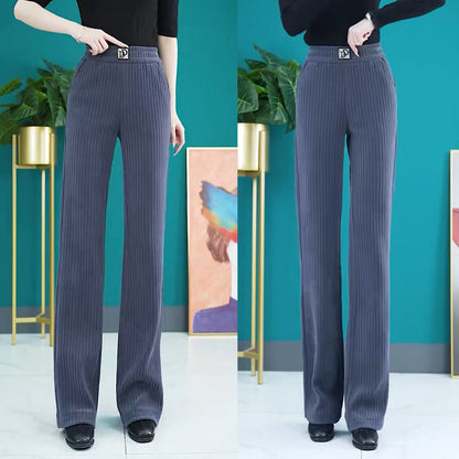 Damen Hochtaillierte Schlaghose Rippendesign Elastisch