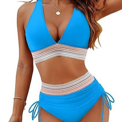 Damen Hochtaillierter Bikini Cut-Out Verstellbare Träger Norvielle