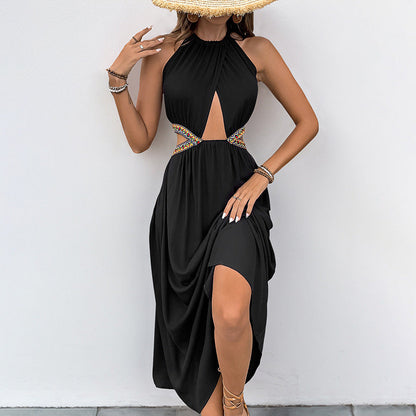 Damen Maxikleid Raffungen Cut-Out-Details Elegantes