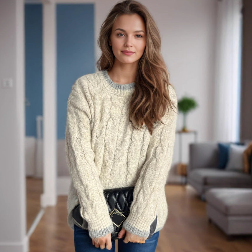 Damen Grobstrickpullover Lässig Struktur Norvielle