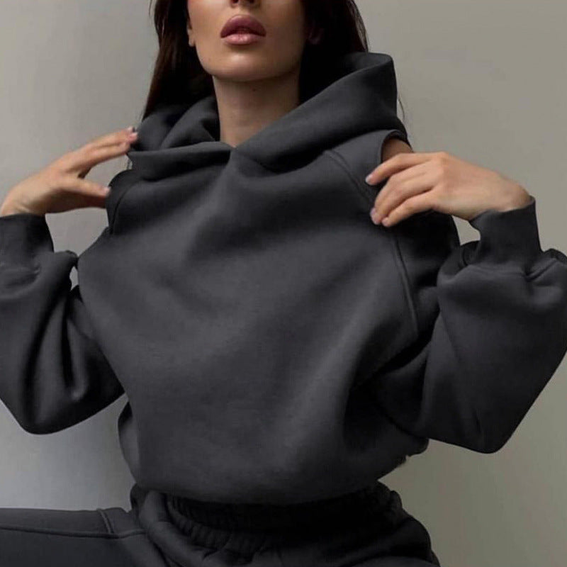 Damen Sportliches Sweatset Tiefes Raglanärmel Grau Norvielle - Norvielle