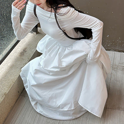Damen Off-Shoulder Maxikleid mit Trägerdetails Modern Eleganz
