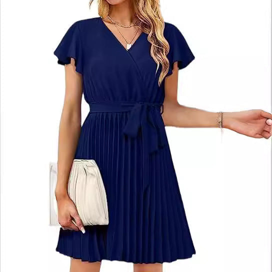 Damen Wickelkleid Plissiert Norvielle