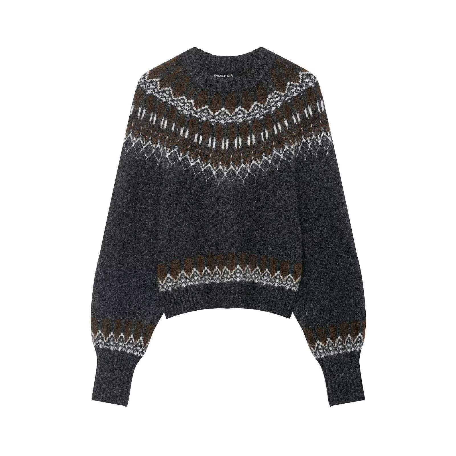 Damen Strickpullover Norwegermuster Weit - Norvielle