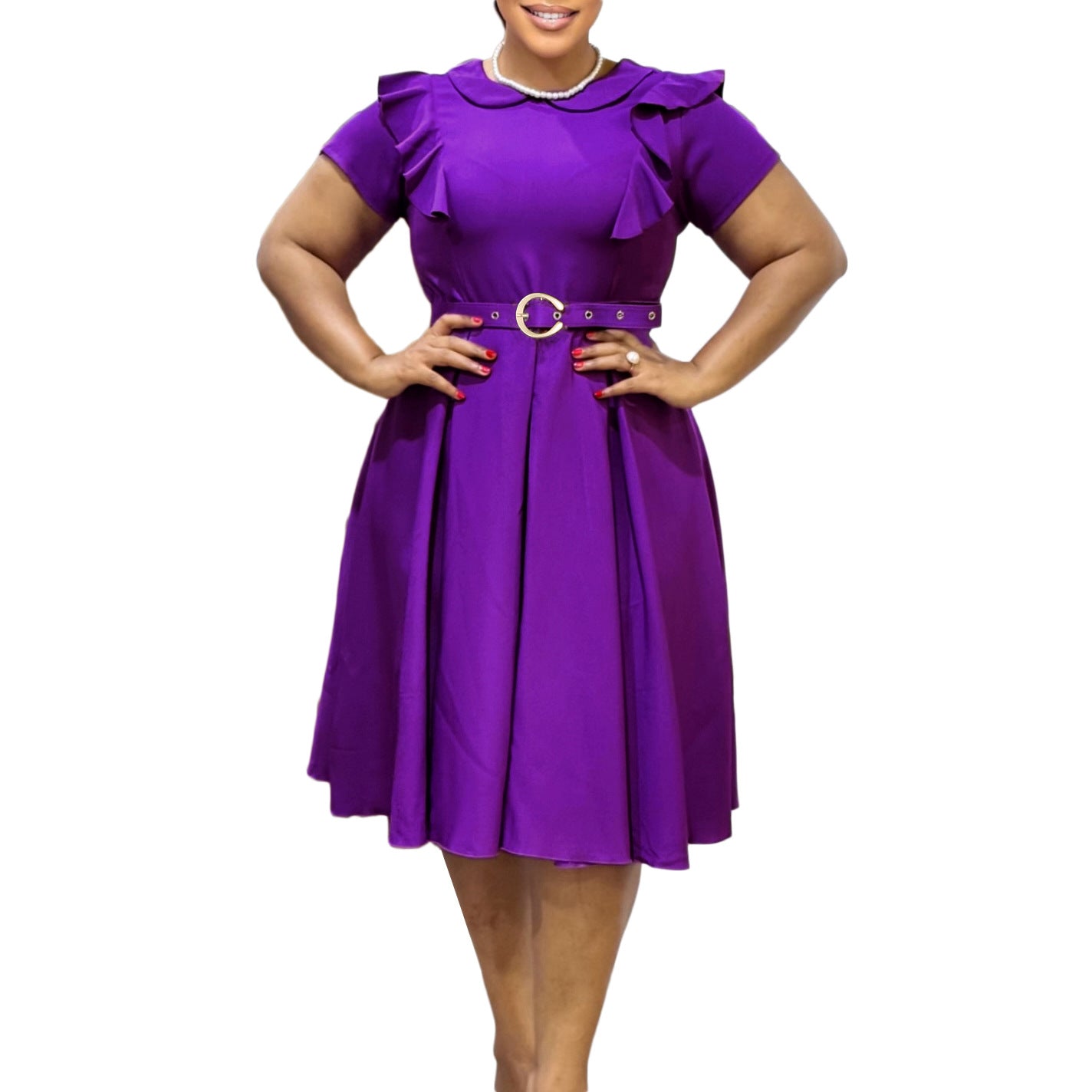 Damen Kleid Rüschendetails Taillierte Taille Norvielle