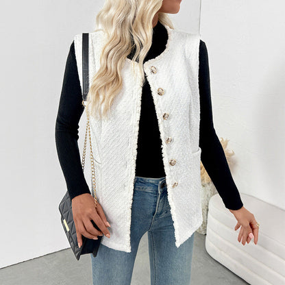 Damen Strickweste mit Knöpfen und Taschen Norvielle