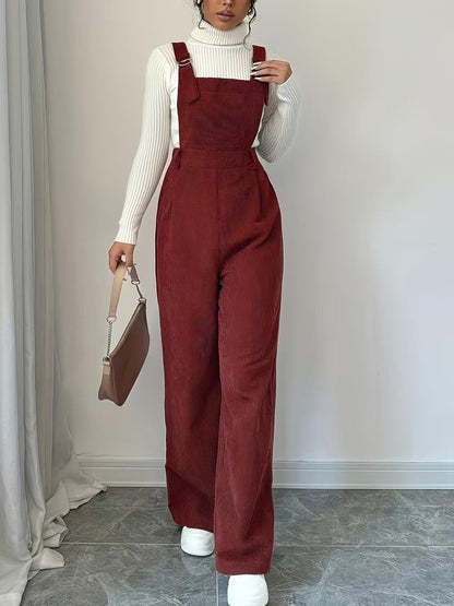 Damen Cord-Overall Lässig Geschnitten Beige
