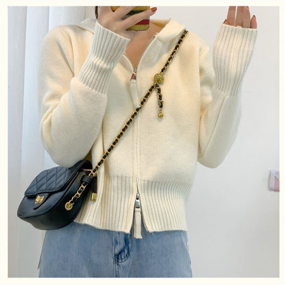Damen Kapuzenpullover Modern Reißverschluss Tailliert Norvielle