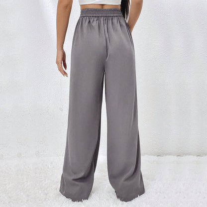 Damenweite Hose mit hohem Bund und Falten Norvielle