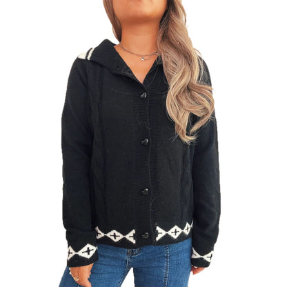 Damen Strickjacke Dekorative Muster Knopfdetails Norvielle