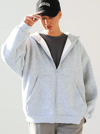 Damen Zip-Hoodie Lässiger Schnitt Große Taschen Norvielle
